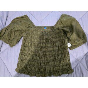 NEW Old Navy Smocked Puff Sleeve Top, Size Large